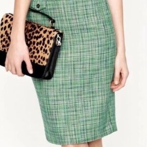 Talbots Women’s Sz 12 Crew No 2 Pencil Green Tweed Skirt Lined Cotton blend